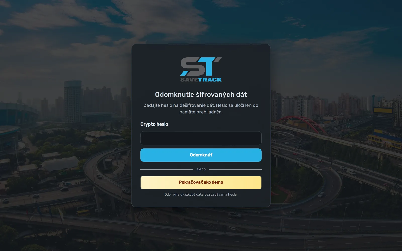 Odomknutie šifrovaných dát v aplikácii SaveTrack